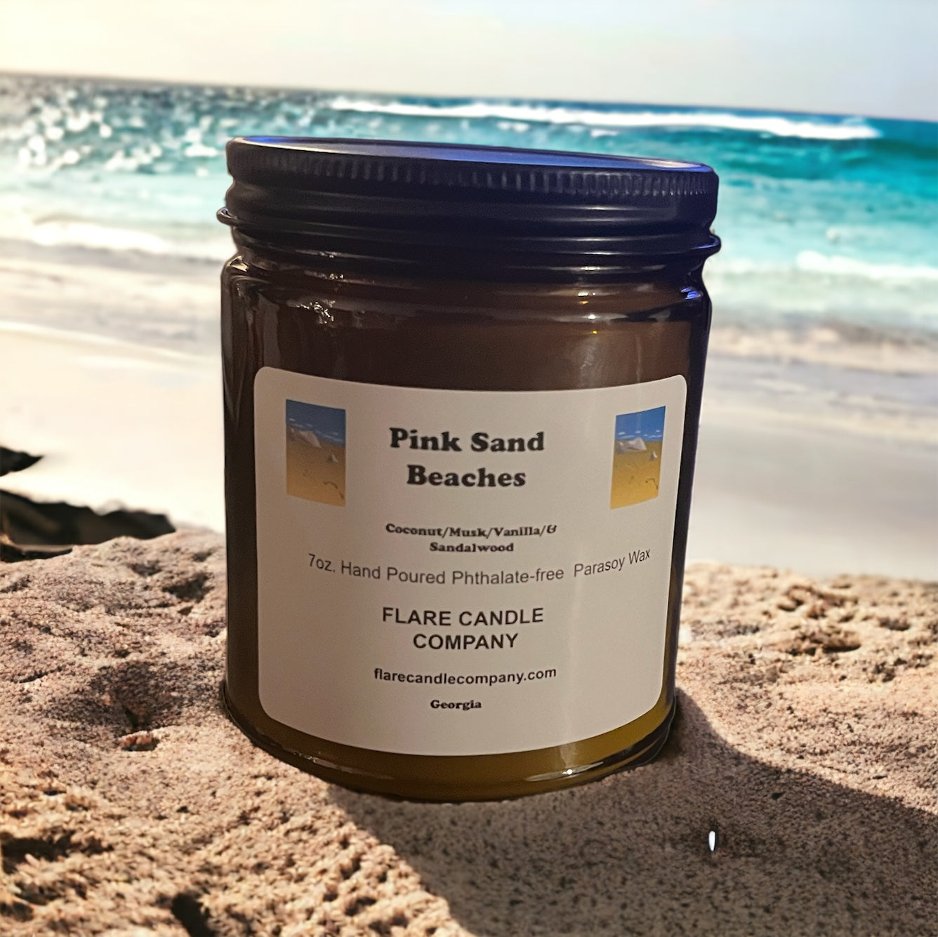 7 oz Amber Glass (Pink Sand Beaches)